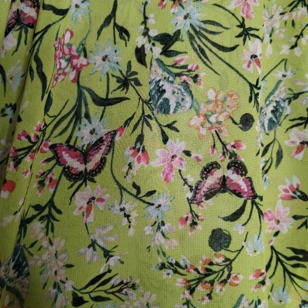Cacique Seriously Sexy Collection Sheer Green Floral Butterfly Robe Size 18 / 20